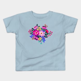 Colorful boho flower bouquet Kids T-Shirt